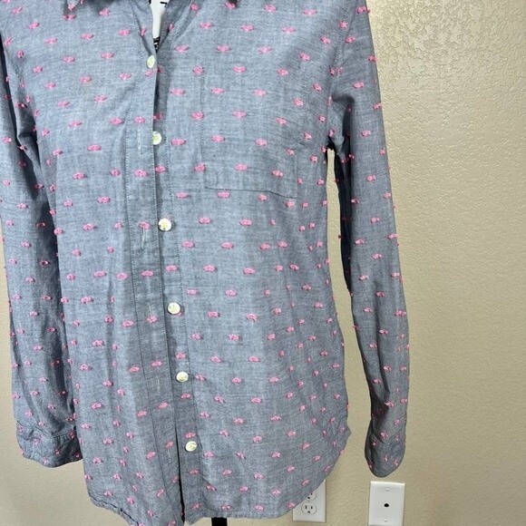 Splendid top women gray with pink swiss dot long sleeve tunic shirt size S - Picture 7 of 16
